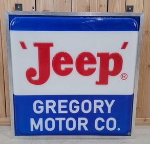 "Jeep" Gregory Motor Co. Plastic Lighted Sign (TAC)