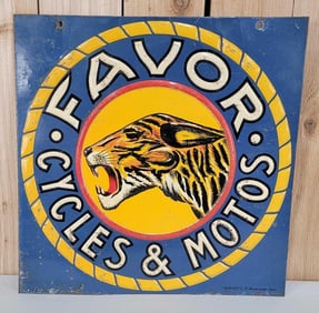 Favor Cycles Motos w/Image Metal Sign (TAC)