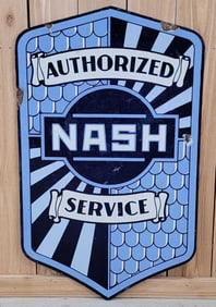 Nash Authorized Service w/Fish Scale Logo Porcelain Sign (TAC)
