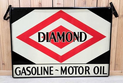 NOS Diamond Gasoline-Motor Oil Porcelain Sign (TAC)