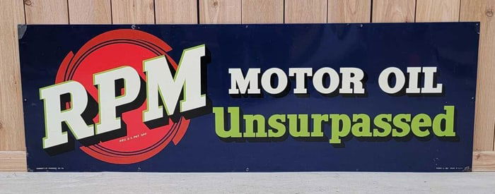 RPM Motor Oil Unsurpassed w/Logo Metal Sign (TAC)