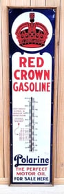 Red Crown Gasoline w/Nebraska Crown Porcelain Thermometer (TAC)