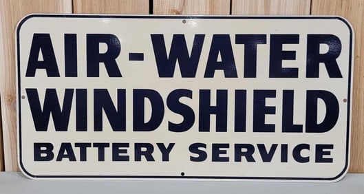 (Gulf) Air-Water Windshield Battery Service Metal Sign (TAC)