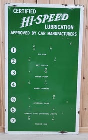 Certified Hi-Speed Lubrication Porcelain Grease Gun Rack Sign (TAC)