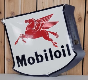 Rare Mobiloil w/Pegasus Porcelain Thermometer (TAC)