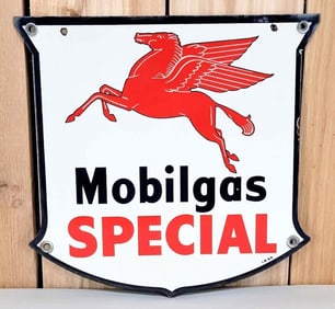 Mobilgas Special w/Pegasus Porcelain Pump Sign (TAC)