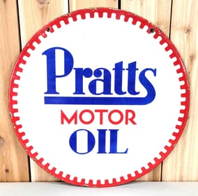 Pratts Motor Oil w/Gear Logo Porcelain Sign (TAC)