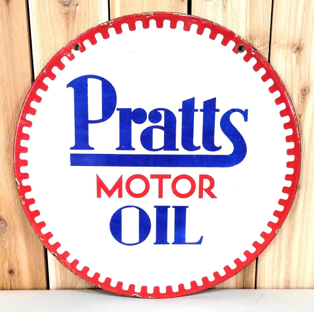 Pratts Motor Oil w/Gear Logo Porcelain Sign (TAC) (1 of 7)