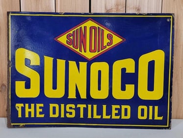 Sunoco The Distilled Oil Porcelain Flange Sign (TAC)