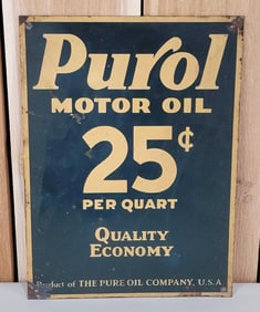 Purol Motor Oil 25ยข Per Quart Metal Sign (TAC)