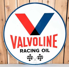 Valvoline Racing Oil w/Checkered Flags Logo Metal Sign (TAC)