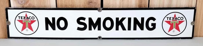 Texaco (white-T) No Smoking Porcelain Sign (TAC)