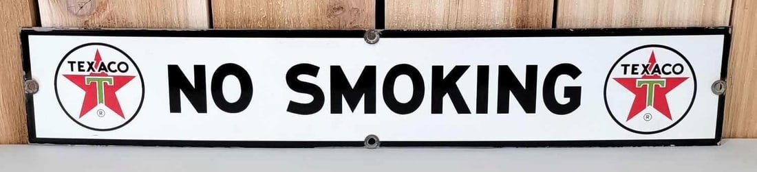 Texaco (white-T) No Smoking Porcelain Sign (TAC) (1 of 5)