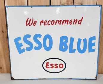 We Recommend Esso Blue w/Logo Porcelain Flange Sign (TAC)