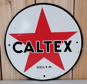 Caltex w/Star Logo Porcelain Pump Sign (TAC)