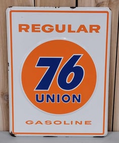 Union 76 Regular Gasoline Porcelain Pump Sign (TAC)
