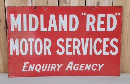Midland "Red" Motor Services Enquiry Agency Porcelain Sign (TAC)