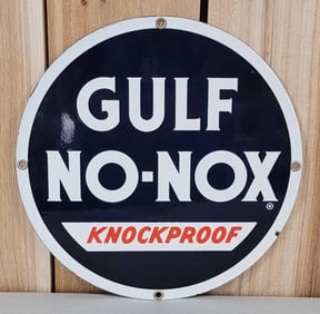 Gulf No-Nox Knockproof Porcelain Pump Sign (TAC)