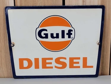 Gulf Diesel w/Logo Porcelain Pump Sign (TAC)