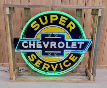 Super Chevrolet Service Porcelain Neon Sign (TAC)