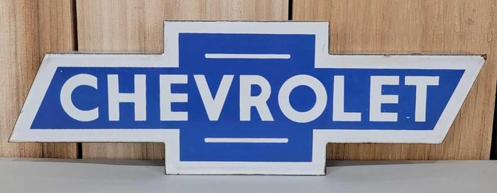 Small Chevrolet Porcelain Bowtie for OK Used Car Sign (TAC)