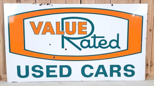 (Oldsmobile) Value Rated Used Cars Porcelain Sign (TAC)