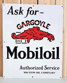 Ask for Gargoyle Mobiloil Authorized Service Porcelain Sign (TAC)
