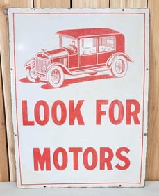 Look For Motors w/Limousine Image Porcelain Sign (TAC)