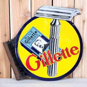 Blue Gillette Blades Porcelain Flange Sign (TAC)