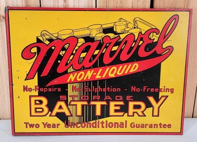 Marvel Battery w/Image Metal Flange Sign (TAC)