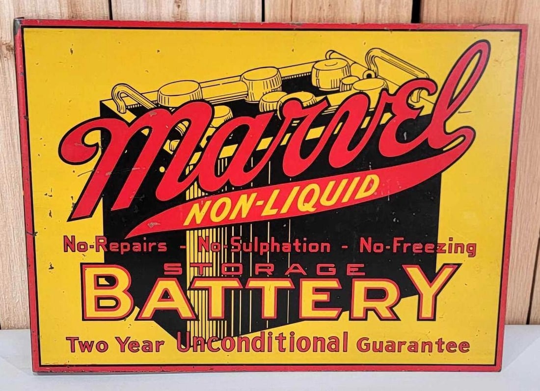 Marvel Battery w/Image Metal Flange Sign (TAC) (1 of 8)