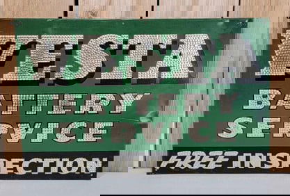 Vesta Battery Service "Free Inspection" Metal Sign (TAC)