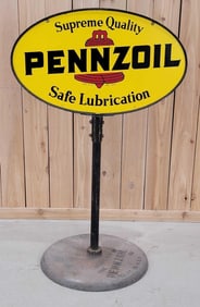 Pennzoil "Safe Lubrication" Metal Curb Sign (TAC)
