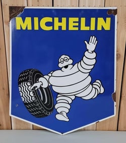 Michelin w/Bibendum & Tire Porcelain Sign (TAC)