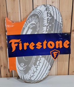 Firestone (tires) Porcelain Flange Sign (TAC)