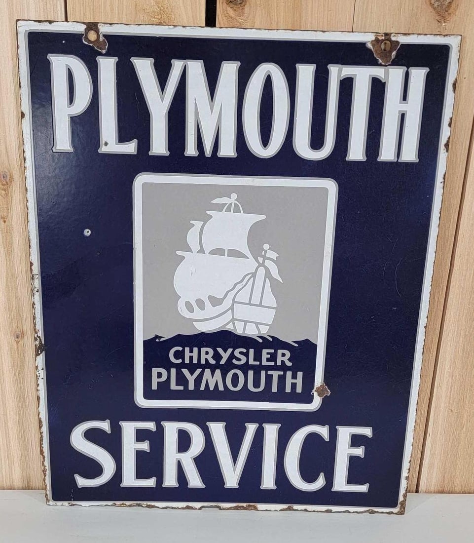 Plymouth Service w/Ship Logo Porcelain Sign (TAC) (1 of 7)