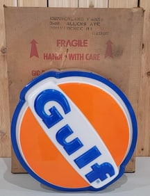 NIB Gulf Embossed Plastic Lighted Sign (TAC)