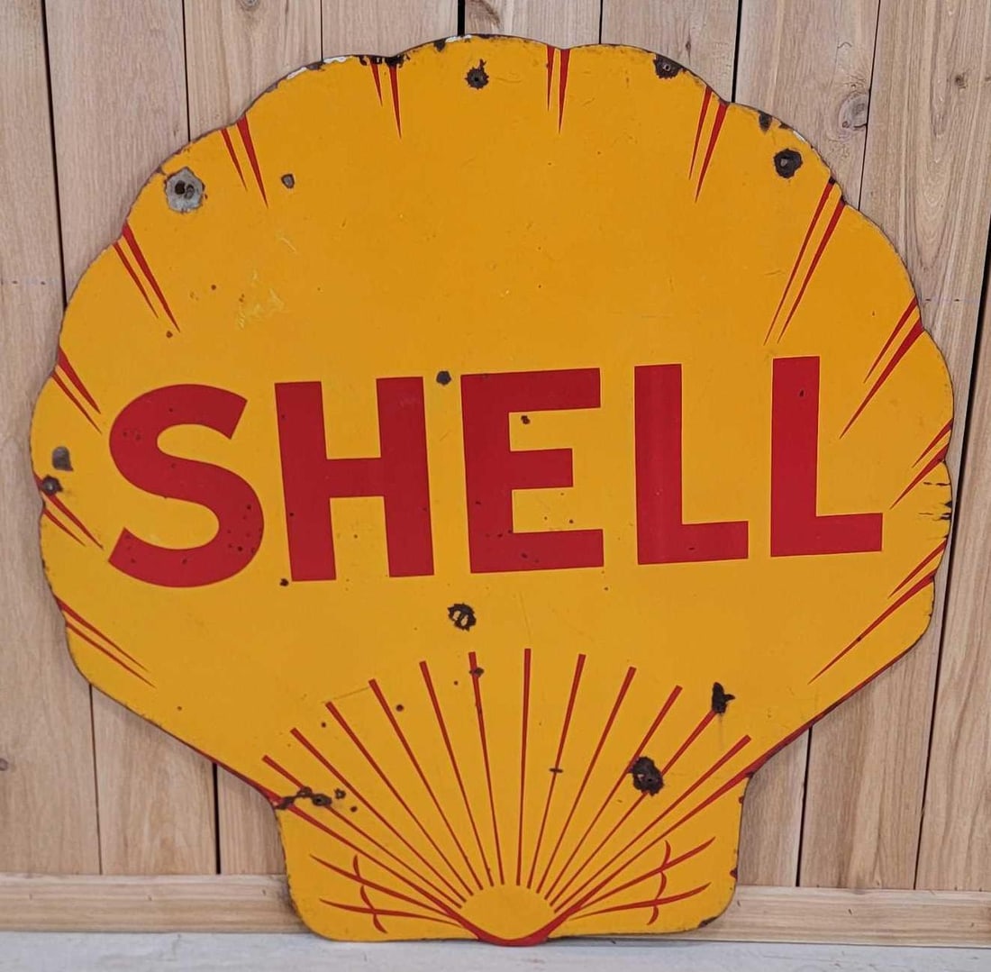 Shell w/half lines logo Porcelain Sign (TAC) (1 of 8)