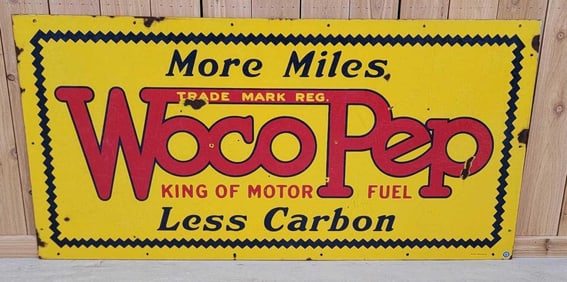 Woco Pep More Miles Less Carbon Porcelain Sign (TAC)
