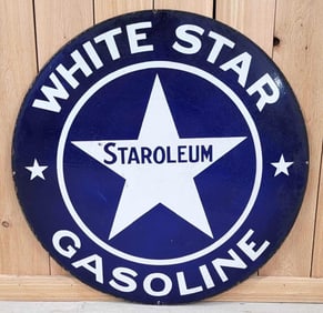 White Star Staroleum Gasoline Porcelain Sign (TAC)