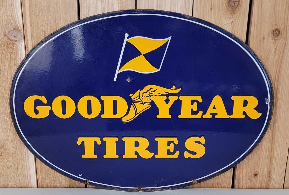 Goodyear Tires w/Both Logos Porcelain Sign (TAC) (1 of 8)