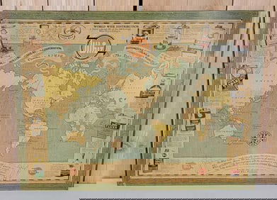 Whiz "World Wide Distribution" w/Map of the World Metal Sign (TAC)