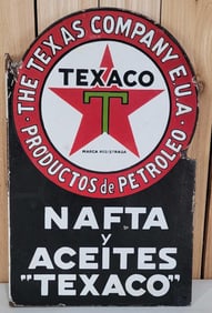 Texaco (black-T) NAFTA Porcelain Flange Sign (TAC)