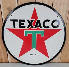 Texaco (white-T) Star Logo 24" Porcelain Sign (TAC)