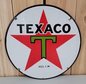 Texaco (black-T) Star Logo Porcelain Sign (TAC)