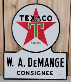 Texaco (white-T) Star Logo Consignee Porcelain Truck Sign (TAC)