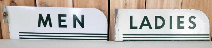 Texaco Men & Ladies Metal Rest Room Flange Signs