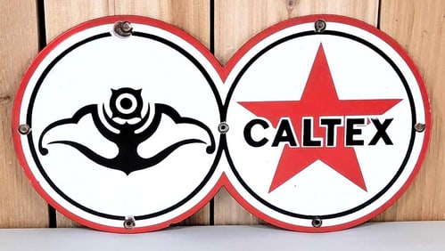 Caltex Star Logo Eight-Ball Porcelain Sign (TAC)