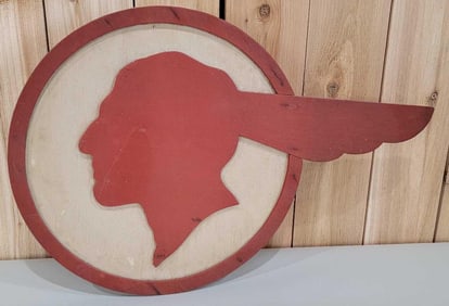 (Pontiac) Full Feather Logo Diecut Wood 3-D Lighted Sign