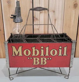 Mobiloil "BB" Filpruf Bottle Rack w/one bottle